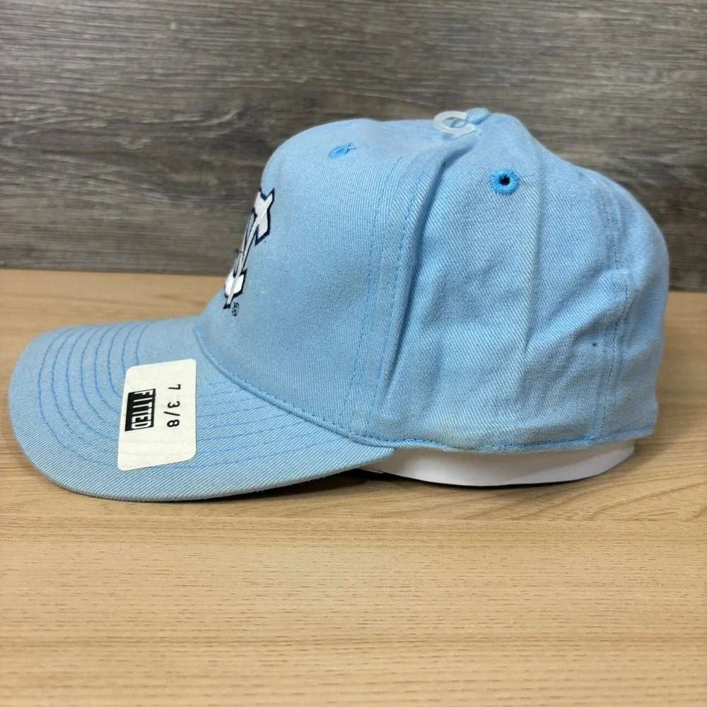 Vintage North Carolina Tar Heels Hat Cap‎ Fitted 7 1/8 Blue Top of the World Y2K